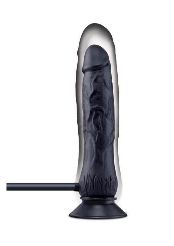 Size Up Ripple Inflatable Silicone Dildo 7.5in - Black - Image 4