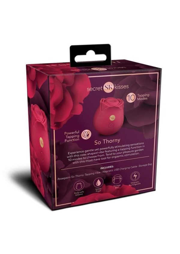 Secret Kisses Rosegasm So Thorny Rechargeable Silicone Vibrator - Red - Image 3
