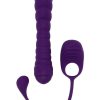 Playboy Twisted Playground Rechargeable Silicone Dual Vibrator with Detachable C-Ring Anal Tail - Purple - Image 3