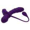 Playboy Twisted Playground Rechargeable Silicone Dual Vibrator with Detachable C-Ring Anal Tail - Purple - Image 4
