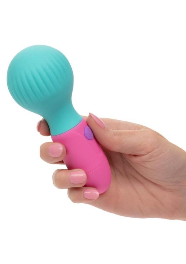 Naughty Bits To The Max Vibrating Rechargeable Silicone Wand - Blue/Pink - Image 3