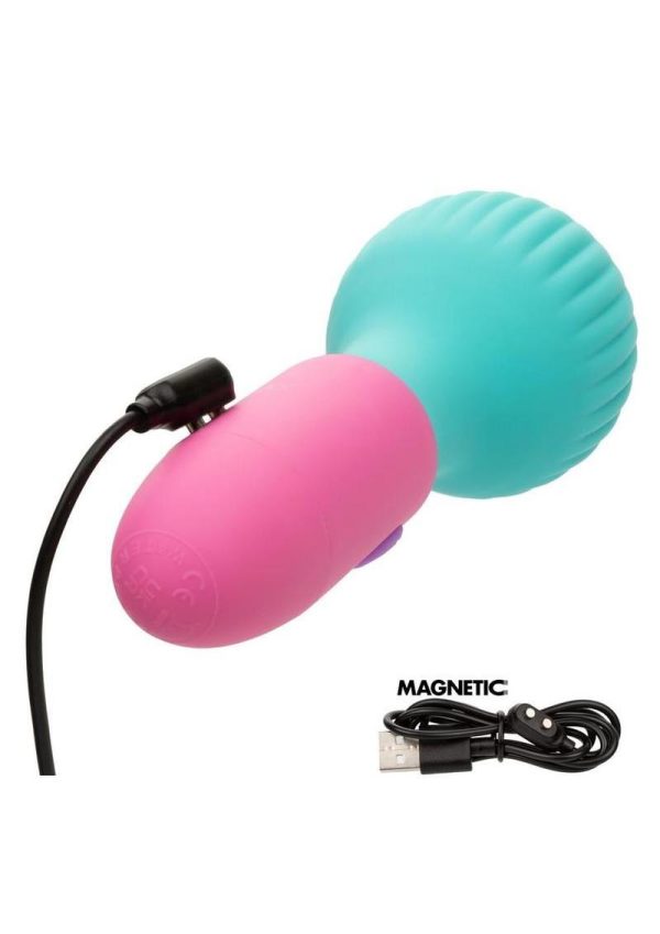 Naughty Bits To The Max Vibrating Rechargeable Silicone Wand - Blue/Pink - Image 4