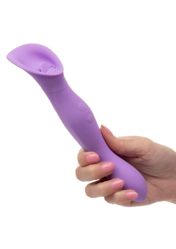 Couture Collection Dual Flickering Rechargeable Silicone Wand - Purple - Image 4