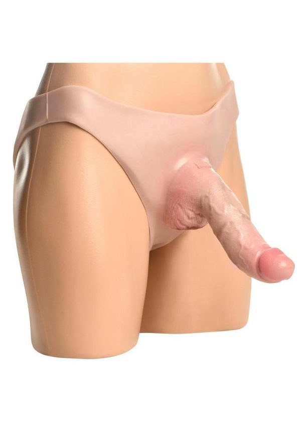 Master Series Curved Hollow Silicone Strap-On - Vanilla - Image 3