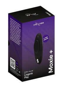 We-Vibe Moxie+ Wearable Rechargeable Silicone Panty Vibe Clitoral Stimulator with Remote Control - Satin Black