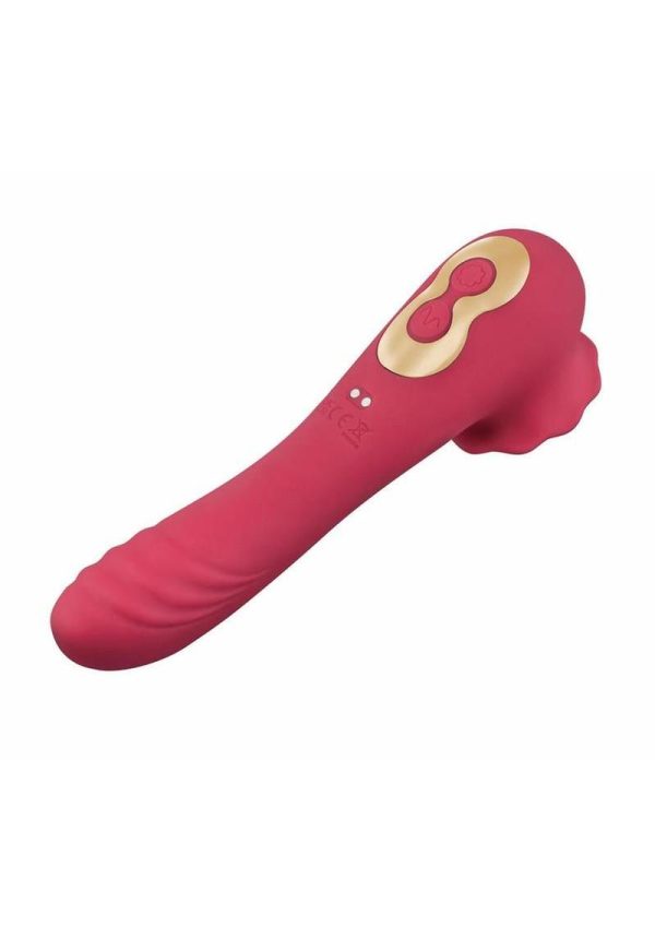 Secret Kisses Rosegasm Quake Rechargeable Silicone Dual Vibe - Red - Image 3