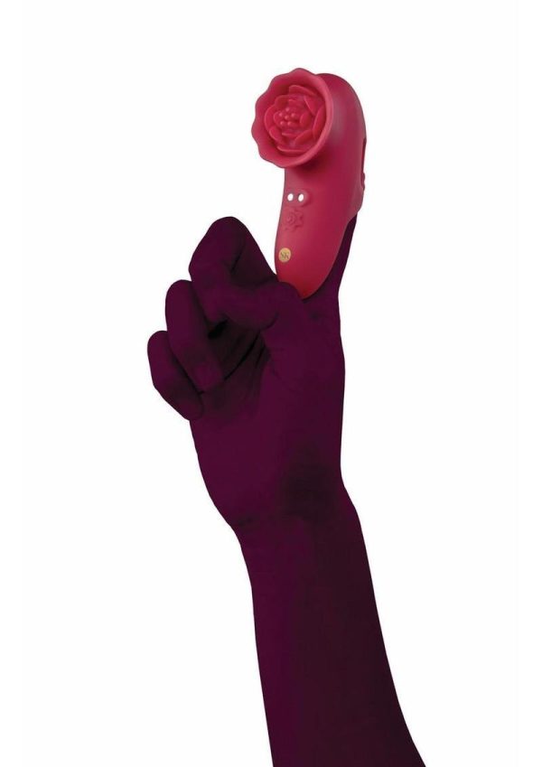 Secret Kisses Rosegasm Playful Petal Rechargeable Silicone Finger Vibrator - Red - Image 3