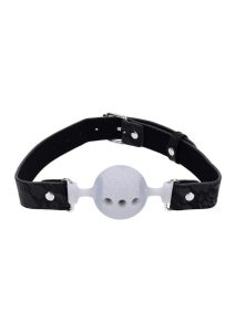 Sex and Mischief Lace Silicone Breathable Ball Gag - Silver/Black