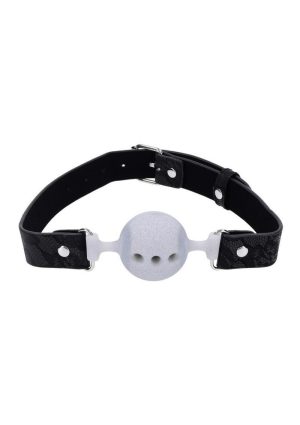 Sex and Mischief Lace Silicone Breathable Ball Gag - Silver/Black