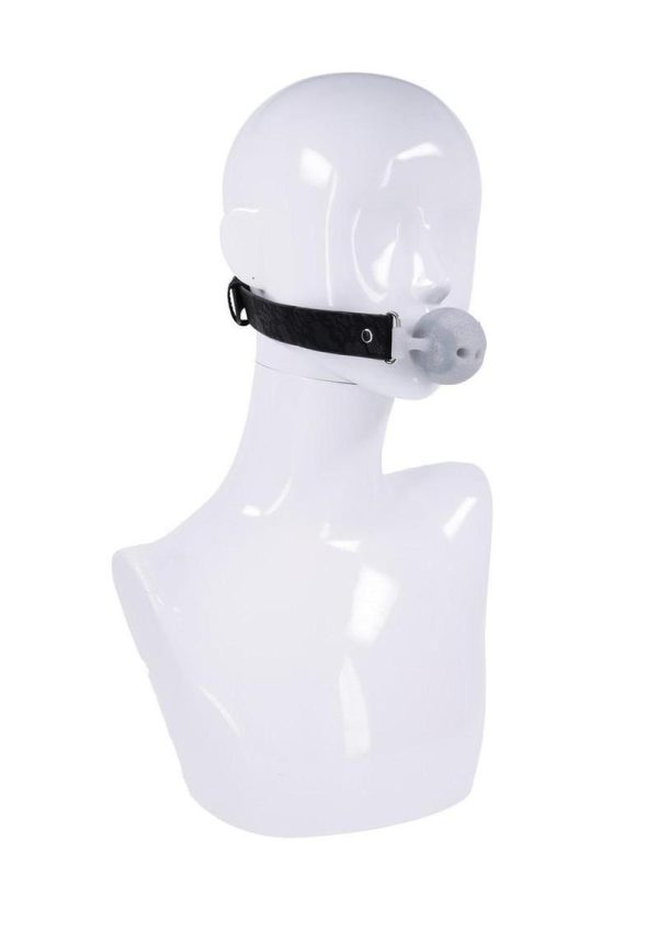 Sex and Mischief Lace Silicone Breathable Ball Gag - Silver/Black - Image 4