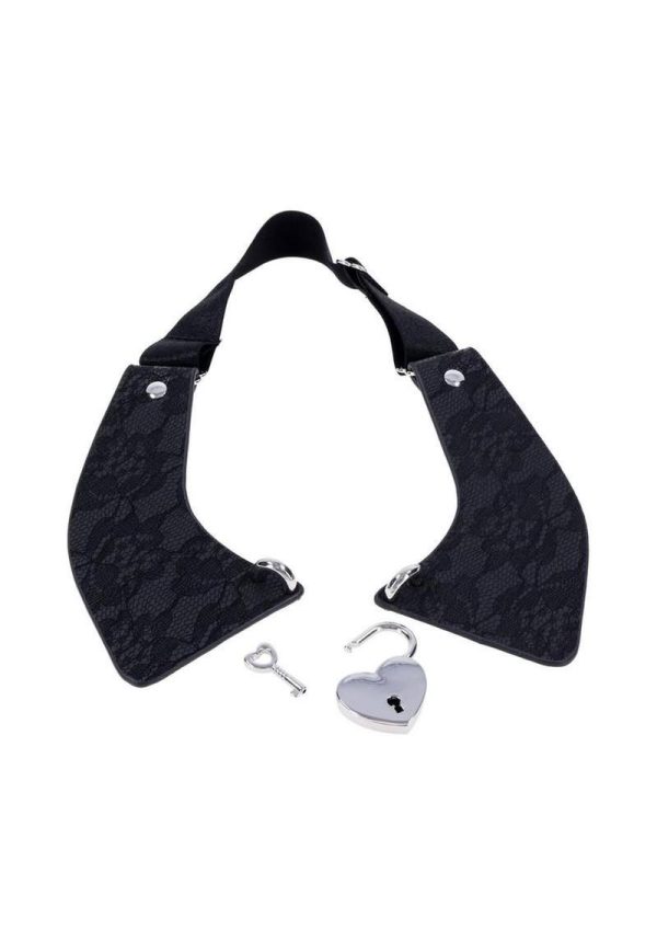 Sex and Mischief Heartbound Lace Day Collar - Black/Silver - Image 3