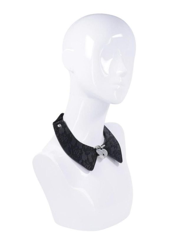 Sex and Mischief Heartbound Lace Day Collar - Black/Silver - Image 4