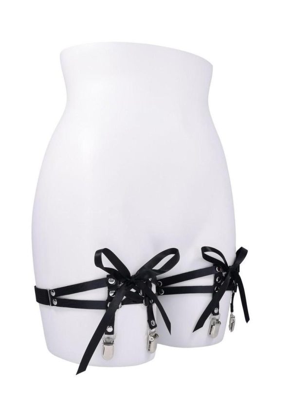 Sex and Mischief Laced Up Garters - Black - Image 4