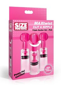 Size Matters MAXtwist Clit and Nipple Triple Sucker Set - Pink