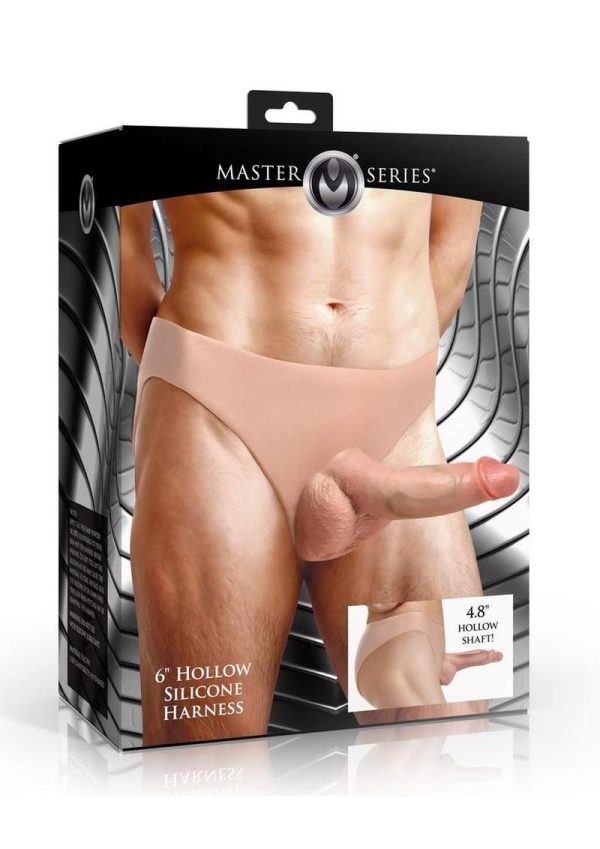 Master Series Slim Hollow Silicone Strap-On 6.2in - Vanilla