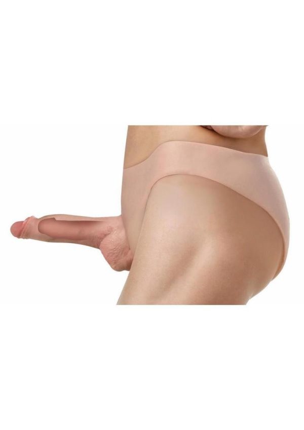 Master Series Slim Hollow Silicone Strap-On 6.2in - Vanilla - Image 3
