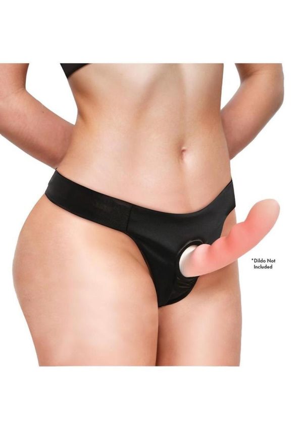 Bedroom Bliss Chérie Thong Strap-On Panty Harness - Medium - Black - Image 4