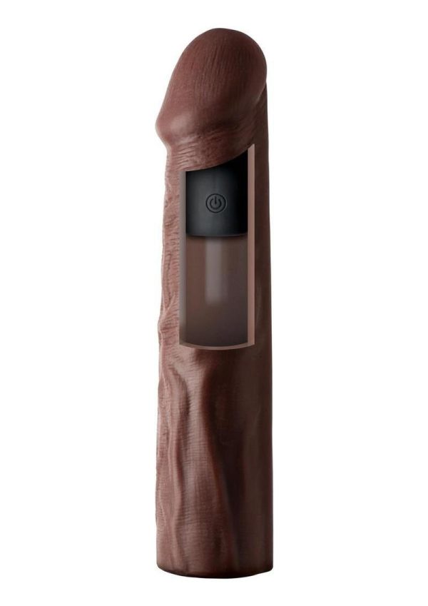 Jock Enhancers Vibrating Penis Extension Sleeve with Remote Control - Chocolate - Image 4