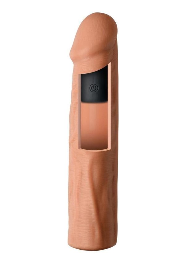 Jock Enhancers Vibrating Penis Extension Sleeve with Remote Control - Caramel - Image 4