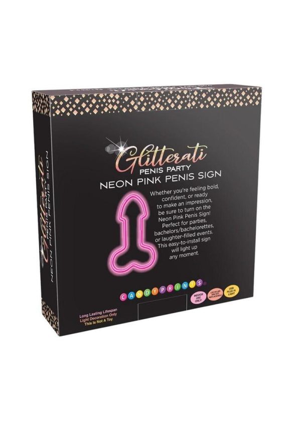 Neon Light Up Penis Sign - Pink/Silver - Image 3