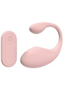 Loveline Wave C-Shape Vibe 10 Function Silicone Rechargeable Vibrator with Remote Control - Pink