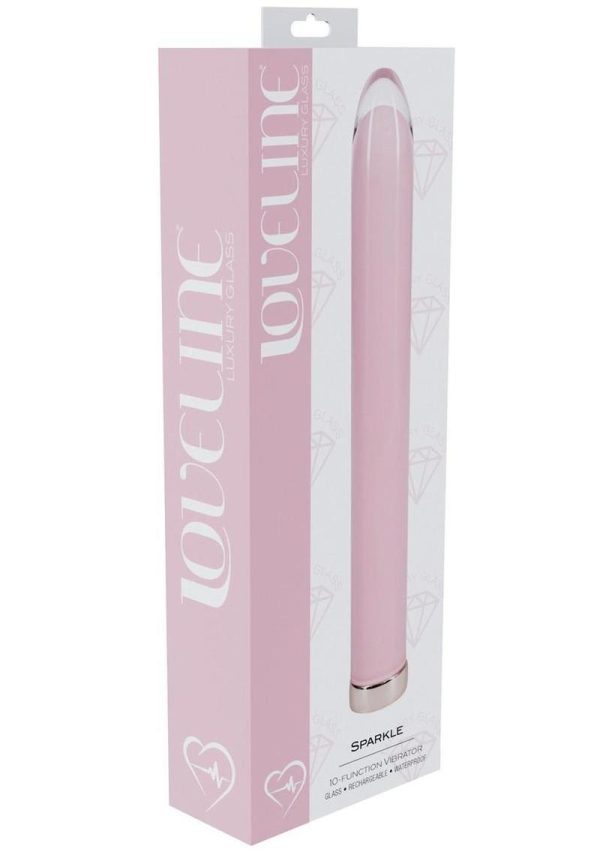 Loveline Sparkle 10 Function Rechargeable Glass Vibrator 6.3in - Pink