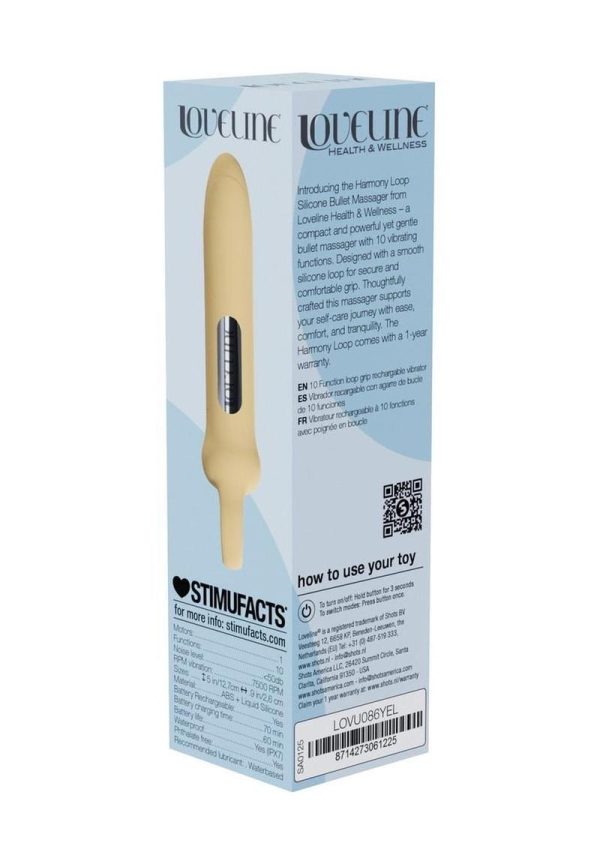Loveline Harmony Loop Grip Vibe Ergonomic 10 Function Silicone Bullet Massager - Yellow - Image 4