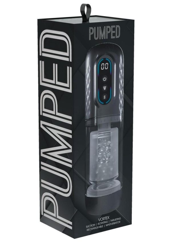 Pumped Vortex Multi Function Suction Rotating Thrusting Rechargeable Masturbator - Gun Metal