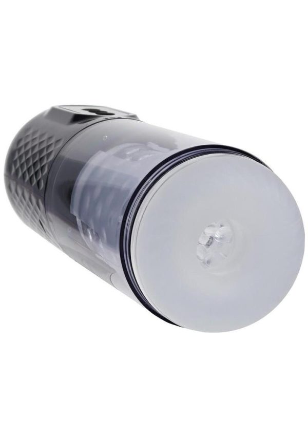 Pumped Vortex Multi Function Suction Rotating Thrusting Rechargeable Masturbator - Gun Metal - Image 3