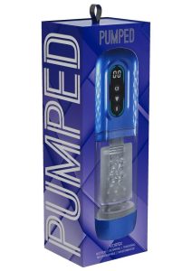 Pumped Vortex Multi Function Suction Rotating Thrusting Rechargeable Masturbator - Metallic Blue