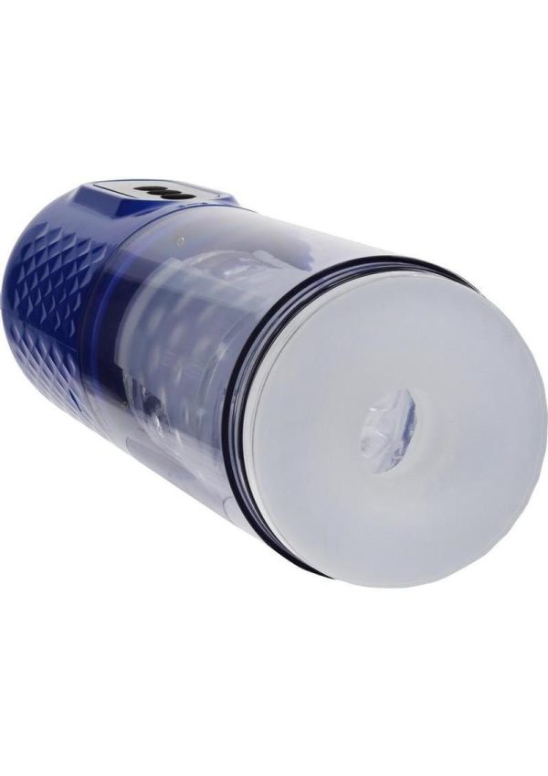 Pumped Vortex Multi Function Suction Rotating Thrusting Rechargeable Masturbator - Metallic Blue - Image 3