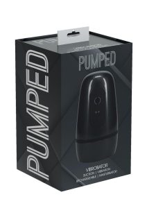Pumped Vibrobator Pressure Suction 9 Function Vibrating Rechargeable Masturbator - Gun Metal
