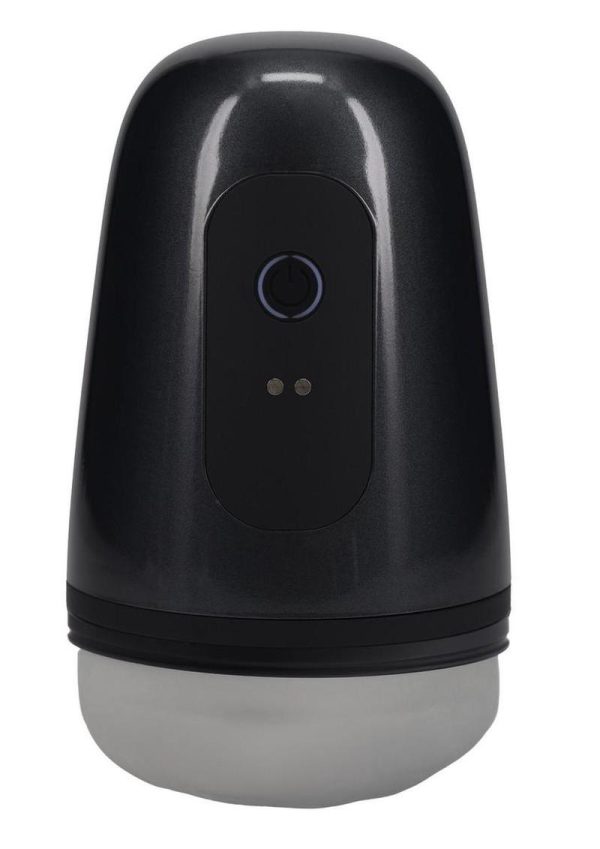 Pumped Vibrobator Pressure Suction 9 Function Vibrating Rechargeable Masturbator - Gun Metal