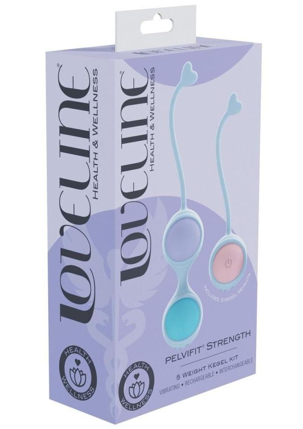 Loveline PelviFit 10 Function Vibrating Interchangeable Rechargeable Silicone Strength Weighted Kegel Kit (5 Piece) - Assorted Colors