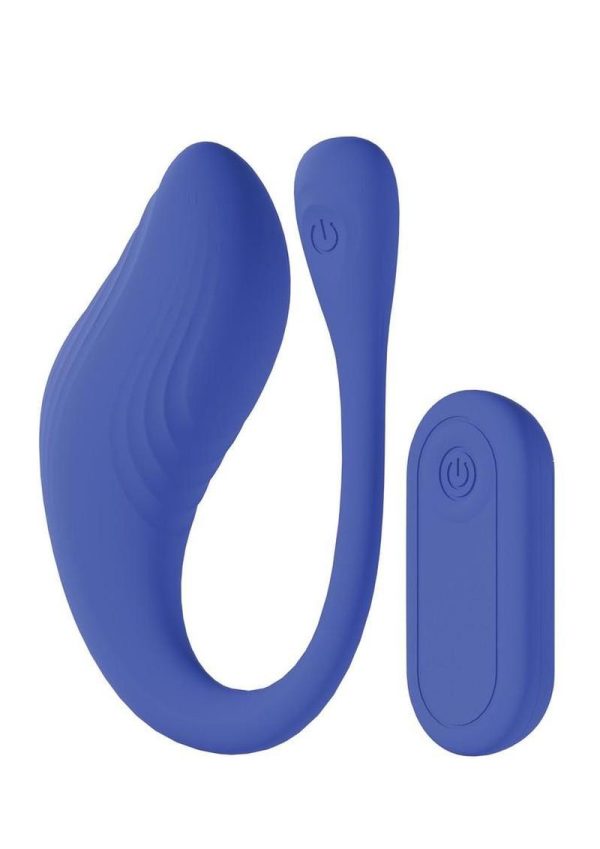Loveline Velvet G-Spot 10 Function Rechargeable Silicone Vibrator with Remote Control - Blue - Image 3
