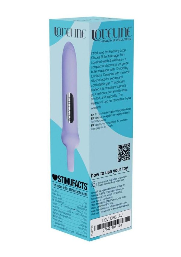 Loveline Harmony Loop Grip 10 Function Rechargeable Silicone Vibrator - Lavender - Image 4