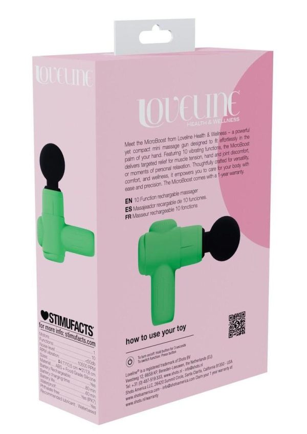 Loveline MicroBoost 10 Function Vibrating Rechargeable Silicone Massasger- Green - Image 4