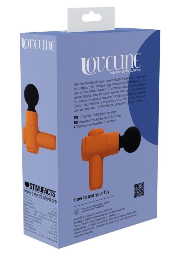 Loveline MicroBoost 10 Function Vibrating Rechargeable Silicone Massager - Orange - Image 4