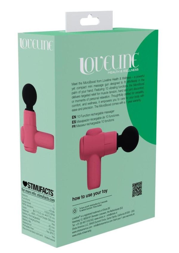 Loveline MicroBoost 10 Function Vibrating Rechargeable Silicone Massager- Pink - Image 4