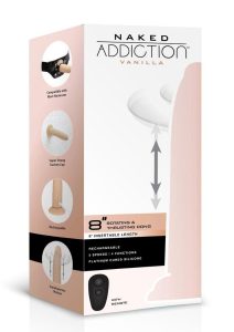 Naked Addiction Rotating and Thrusting Vibrating Rechargeable Silicone Dong with Remote Control 8in - Vanilla