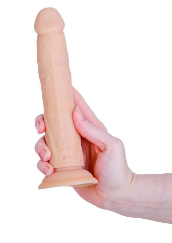 Naked Addiction Rotating and Thrusting Vibrating Rechargeable Silicone Dong with Remote Control 8in - Vanilla - Image 3
