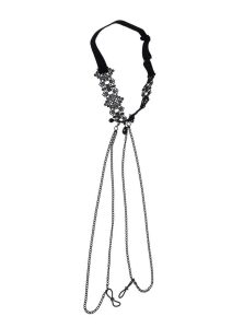Sex and Mischief Lace Collar with Nipple Ties - Black