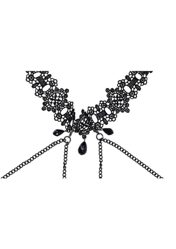 Sex and Mischief Lace Collar with Nipple Ties - Black - Image 3
