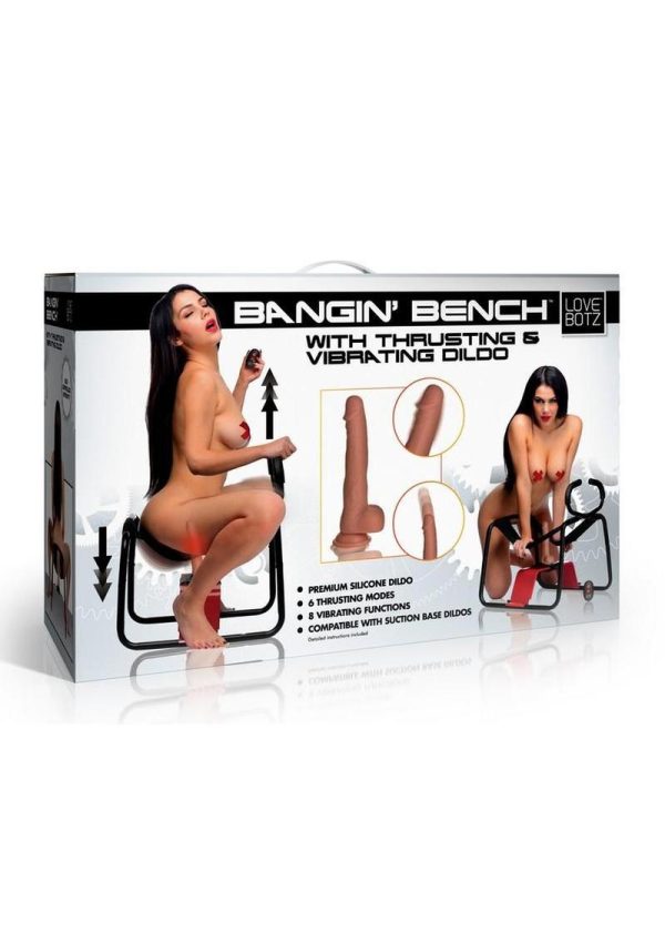 LoveBotz Bangin` Bench with Thrusting and Vibrating Dildo - Black