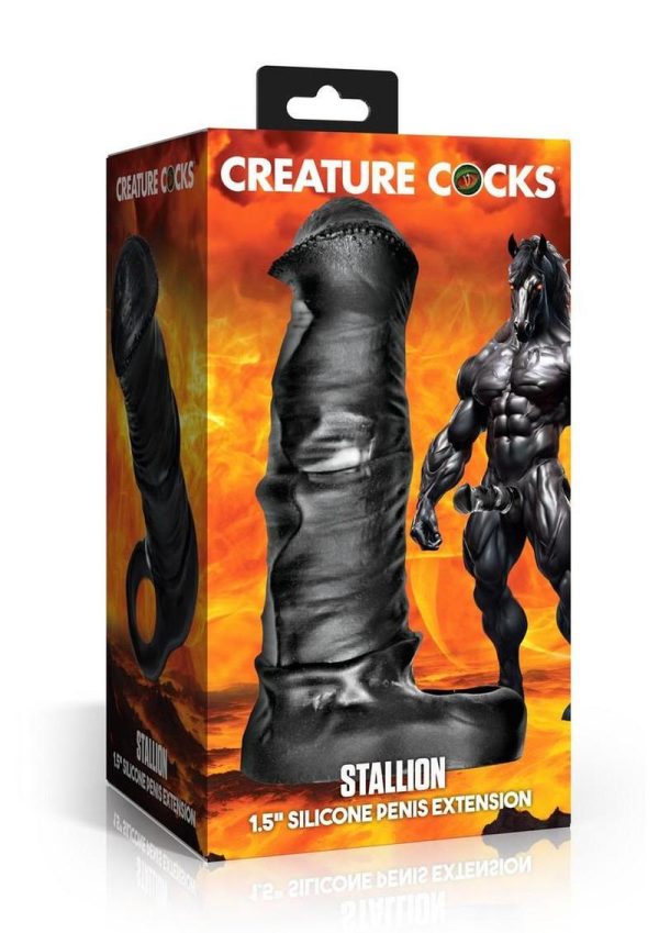 Creature Cocks Stallion XL Silicone Penis Extension - Black/Gray