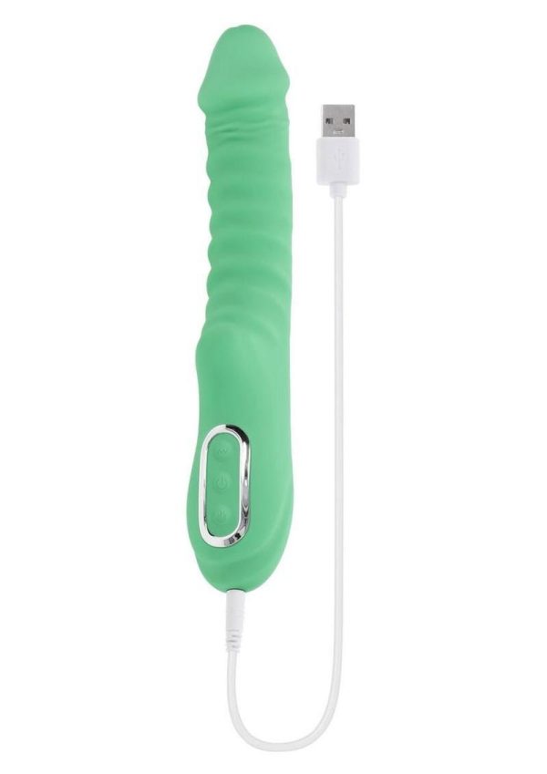 Full Throttle Rechargeable Silicone Warming Vibrator - Green - Image 4