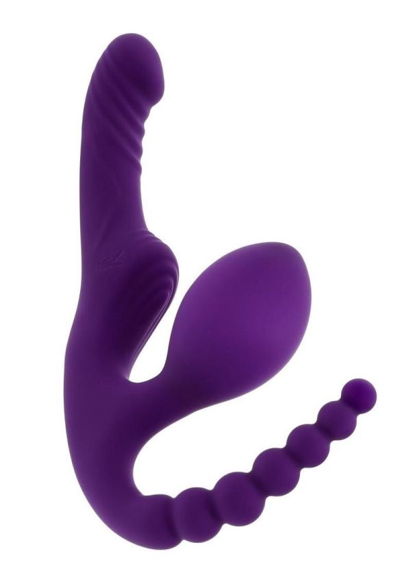 Playboy Hug It Out Rechargeable Silicone Inflatable Triple Stimulation Vibrator with Remote - Purple - Image 3