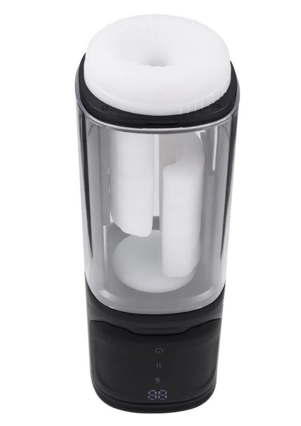 Playboy Side Piece Rechargeable Silicone Warming Sliding Stroker - Black - Image 3