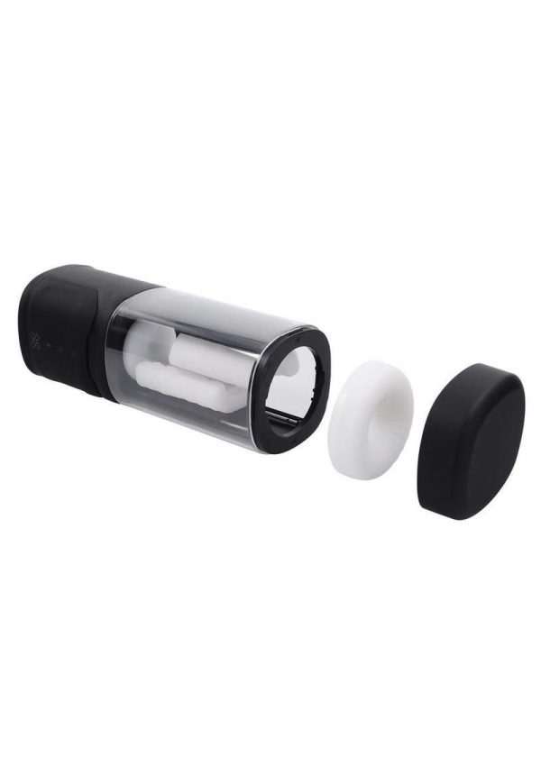 Playboy Side Piece Rechargeable Silicone Warming Sliding Stroker - Black - Image 4