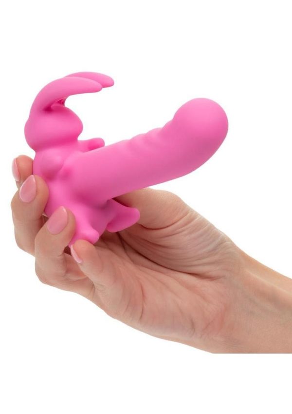 First Time Rechargeable Vibrating Bunny Dreams Rechargeable Silicone Vibrator with Clitoral Stimulator - Pink - Image 3